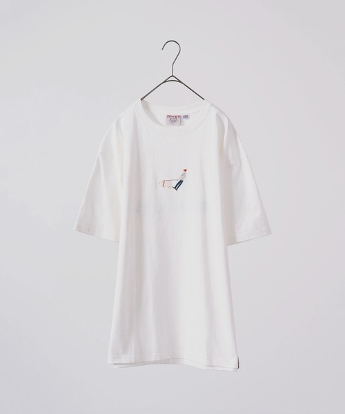 FUNALIVE(ファンアライブ)の「FINCK'S ワンポイント刺繍 オーバーサイズ半袖Tシャツ(Tシャツ/カットソー・メンズ・ホワイト系その他/ラベンダー/サンドベージュ/サックスブルー/ホワイト系その他2/オフホワイト・L/XL/M)」の11枚目の写真