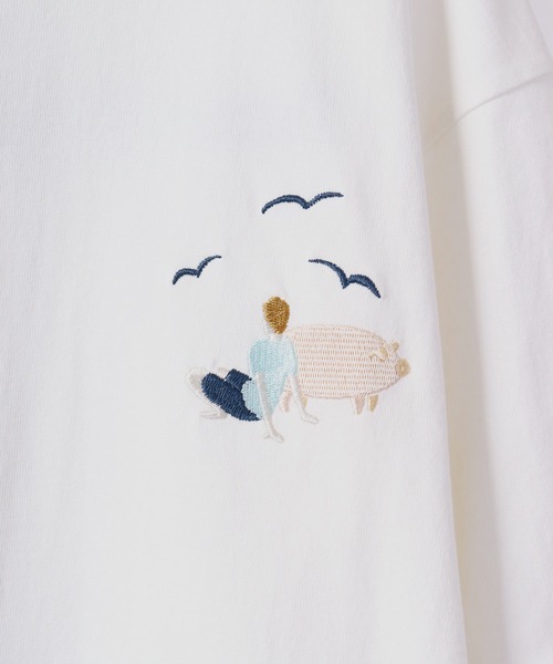 FUNALIVE(ファンアライブ)の「FINCK'S ワンポイント刺繍 オーバーサイズ半袖Tシャツ(Tシャツ/カットソー・メンズ・ホワイト系その他/ラベンダー/サンドベージュ/サックスブルー/ホワイト系その他2/オフホワイト・L/XL/M)」の21枚目の写真