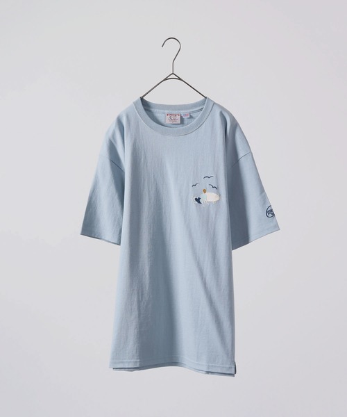FUNALIVE(ファンアライブ)の「FINCK'S ワンポイント刺繍 オーバーサイズ半袖Tシャツ(Tシャツ/カットソー・メンズ・ホワイト系その他/ラベンダー/サンドベージュ/サックスブルー/ホワイト系その他2/オフホワイト・L/XL/M)」の15枚目の写真