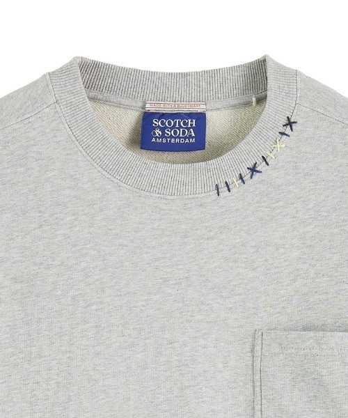 SCOTCH&SODA（スコッチアンドソーダ）の「リペアステッチ スウェット【170873】（スウェット・メンズ・インディゴブルー/ライトグレー・LARGE/MEDIUM/SMALL）」の6枚目の写真