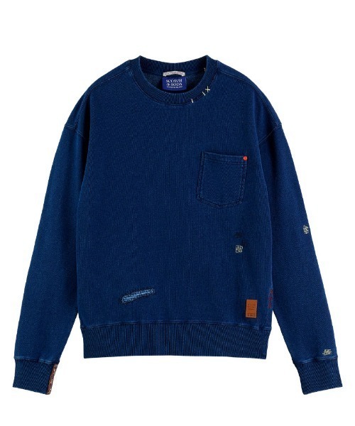 SCOTCH&SODA（スコッチアンドソーダ）の「リペアステッチ スウェット【170873】（スウェット・メンズ・インディゴブルー/ライトグレー・LARGE/MEDIUM/SMALL）」の17枚目の写真