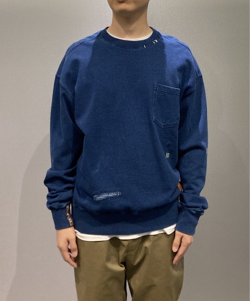 SCOTCH&SODA（スコッチアンドソーダ）の「リペアステッチ スウェット【170873】（スウェット・メンズ・インディゴブルー/ライトグレー・LARGE/MEDIUM/SMALL）」の11枚目の写真
