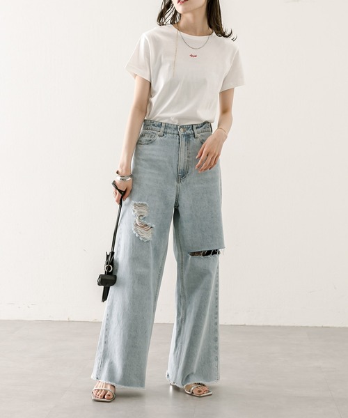 mystic(ミスティック)の「city girl Tシャツ(Tシャツ/カットソー・レディース・ブルー/ホワイト系その他2/ブラック/ホワイト・FREE)」の10枚目の写真