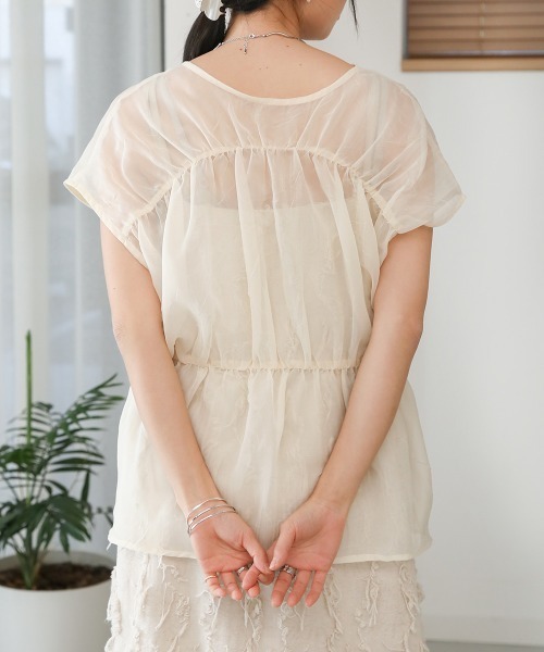 Bab（バブ）の「前後2WAYギャザーブラウス（シャツ/ブラウス・レディース・ブラック/カーキ/アイボリー/ベージュ・M）」の7枚目の写真