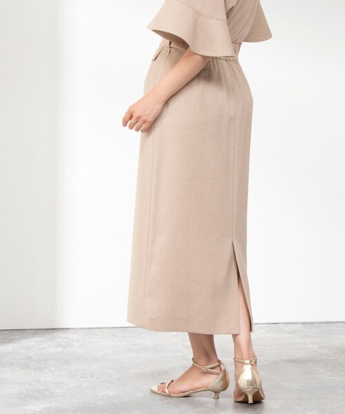 NOLLEY’S（ノーリーズ）の「《セットアップ対応》ウォッシャブル麻調タイトミディスカート（スカート・レディース・ベージュ/キナリ/グリーン/ネイビー・38/36）」の3枚目の写真