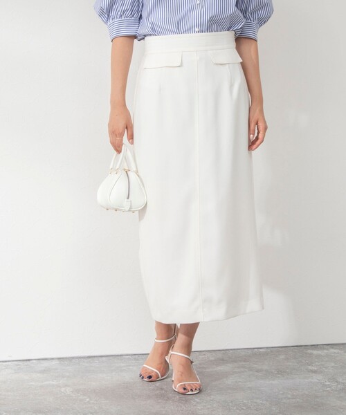 NOLLEY’S（ノーリーズ）の「《セットアップ対応》ウォッシャブル麻調タイトミディスカート（スカート・レディース・ベージュ/キナリ/グリーン/ネイビー・38/36）」の2枚目の写真