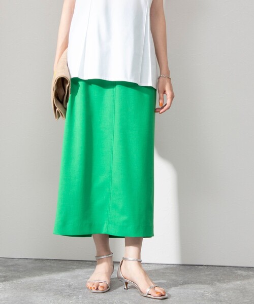 NOLLEY’S（ノーリーズ）の「《セットアップ対応》ウォッシャブル麻調タイトミディスカート（スカート・レディース・ベージュ/キナリ/グリーン/ネイビー・38/36）」の8枚目の写真