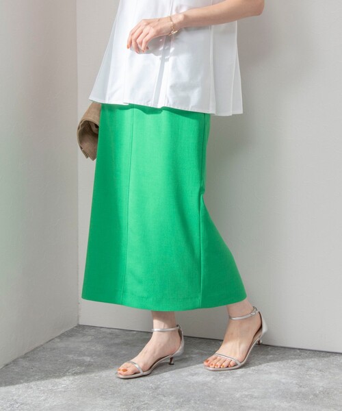 NOLLEY’S（ノーリーズ）の「《セットアップ対応》ウォッシャブル麻調タイトミディスカート（スカート・レディース・ベージュ/キナリ/グリーン/ネイビー・38/36）」の9枚目の写真