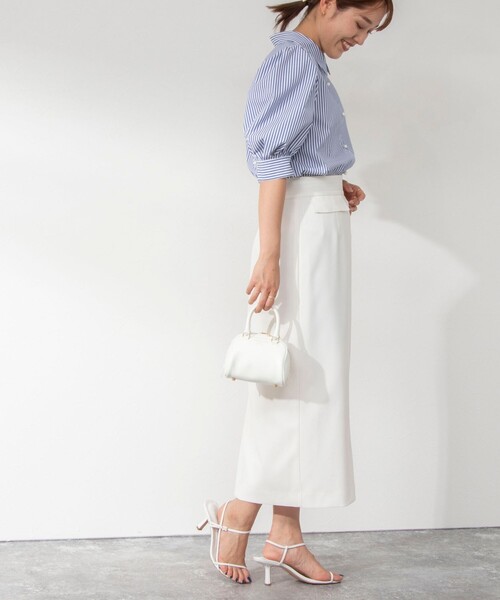 NOLLEY’S（ノーリーズ）の「《セットアップ対応》ウォッシャブル麻調タイトミディスカート（スカート・レディース・ベージュ/キナリ/グリーン/ネイビー・38/36）」の15枚目の写真