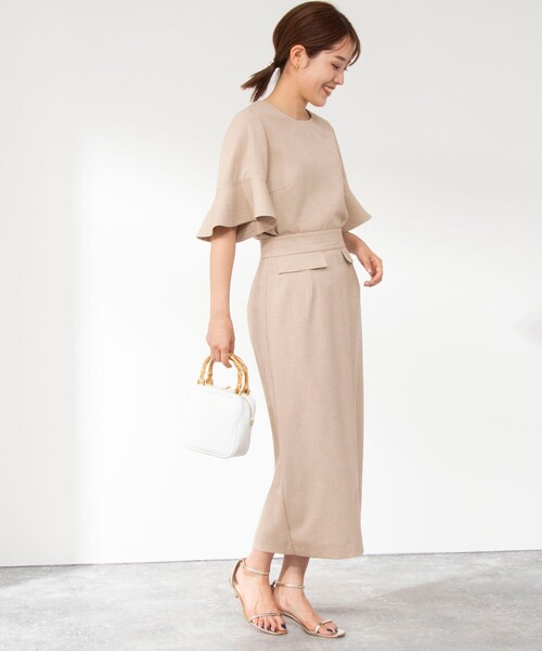 NOLLEY’S（ノーリーズ）の「《セットアップ対応》ウォッシャブル麻調タイトミディスカート（スカート・レディース・ベージュ/キナリ/グリーン/ネイビー・38/36）」の21枚目の写真