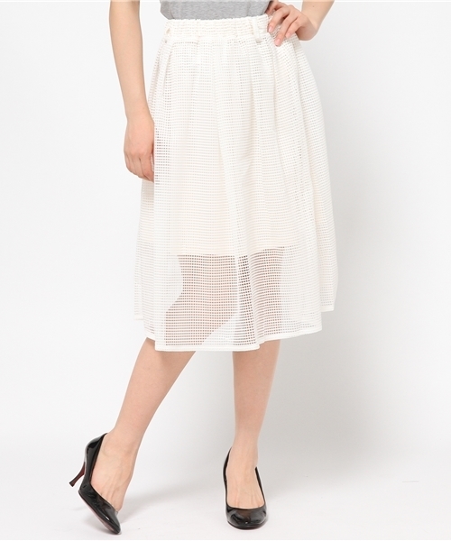 Chico（チコ）の「メッシュタックSK（スカート・レディース・ホワイト/ネイビー/グレー/モスグリーン・FREE）」の13枚目の写真