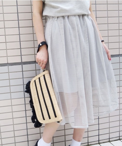 Chico（チコ）の「メッシュタックSK（スカート・レディース・ホワイト/ネイビー/グレー/モスグリーン・FREE）」の15枚目の写真