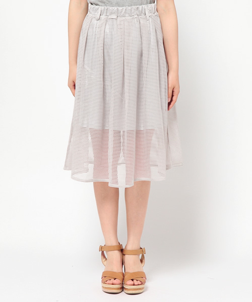 Chico（チコ）の「メッシュタックSK（スカート・レディース・ホワイト/ネイビー/グレー/モスグリーン・FREE）」の5枚目の写真