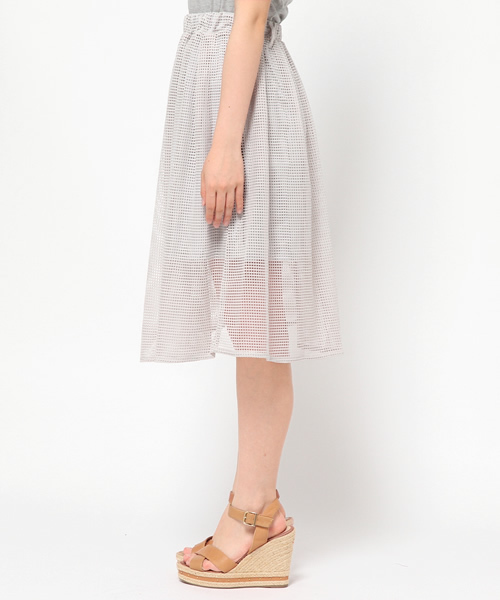 Chico（チコ）の「メッシュタックSK（スカート・レディース・ホワイト/ネイビー/グレー/モスグリーン・FREE）」の6枚目の写真