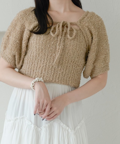 Ambre Neige(アンブルネージュ)の「リボーンヤーンキャミ&ボレロ/【WEB/EC限定商品】(アンサンブル・レディース・アイボリー/ベージュ/ピンク・FREE)」の2枚目の写真