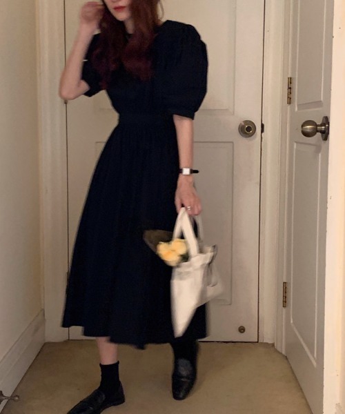 ROOPTOKYO（ループトウキョウ）の「パフスリーブバックオープンボタンワンピース（ワンピース・レディース・イエロー/ホワイト/ブラック・FREE）」の8枚目の写真