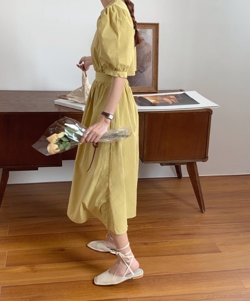 ROOPTOKYO（ループトウキョウ）の「パフスリーブバックオープンボタンワンピース（ワンピース・レディース・イエロー/ホワイト/ブラック・FREE）」の13枚目の写真