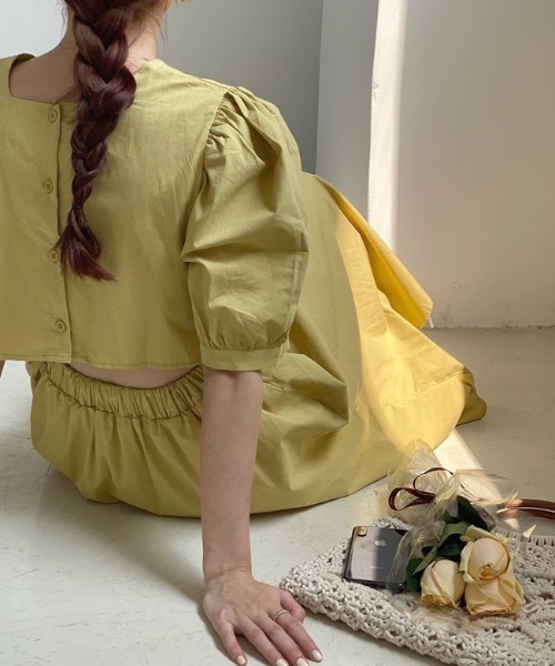 ROOPTOKYO（ループトウキョウ）の「パフスリーブバックオープンボタンワンピース（ワンピース・レディース・イエロー/ホワイト/ブラック・FREE）」の15枚目の写真
