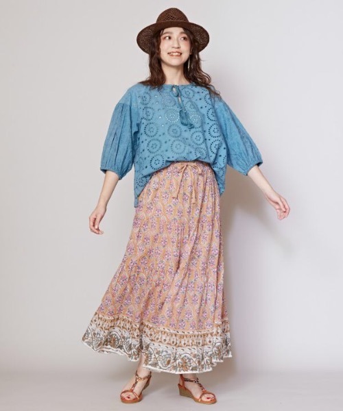 チャイハネ（チャイハネ）の「【チャイハネ】ブリーラティアードスカート（スカート・レディース・パープル/ベージュ/ブラック・FREE）」の7枚目の写真