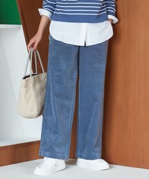 【洗える】23区DENIM ベルベットストレッチ ワイドパンツ