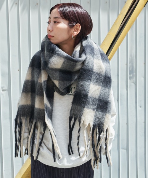 セール】ギンガムチェックボリュームマフラー（マフラー）｜Auntie