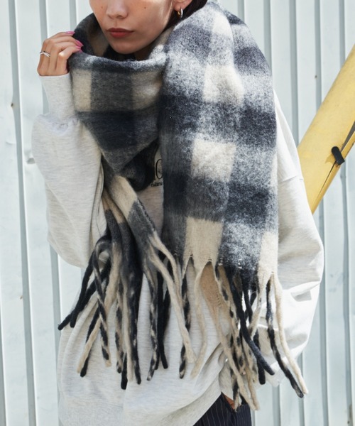 セール】ギンガムチェックボリュームマフラー（マフラー）｜Auntie