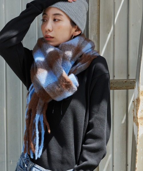 セール】ギンガムチェックボリュームマフラー（マフラー）｜Auntie