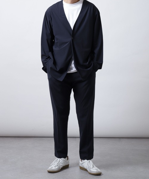 ZIP FIVE（ジップファイブ）の「【ICE MAX】ナイロンニットノーカラジャケット（ノーカラージャケット・メンズ・ブラック/ネイビー/チャコール/モカ・SMALL/MEDIUM/LARGE/X-LARGE）」の5枚目の写真