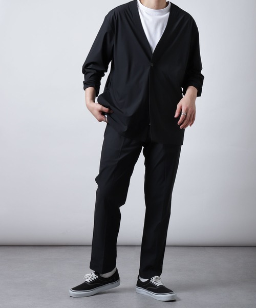 ZIP FIVE（ジップファイブ）の「【ICE MAX】ナイロンニットノーカラジャケット（ノーカラージャケット・メンズ・ブラック/ネイビー/チャコール/モカ・SMALL/MEDIUM/LARGE/X-LARGE）」の19枚目の写真