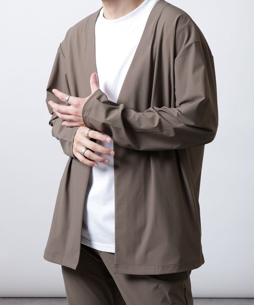 ZIP FIVE（ジップファイブ）の「【ICE MAX】ナイロンニットノーカラジャケット（ノーカラージャケット・メンズ・ブラック/ネイビー/チャコール/モカ・SMALL/MEDIUM/LARGE/X-LARGE）」の16枚目の写真