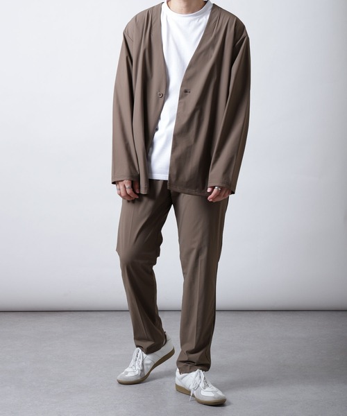 ZIP FIVE（ジップファイブ）の「【ICE MAX】ナイロンニットノーカラジャケット（ノーカラージャケット・メンズ・ブラック/ネイビー/チャコール/モカ・SMALL/MEDIUM/LARGE/X-LARGE）」の7枚目の写真