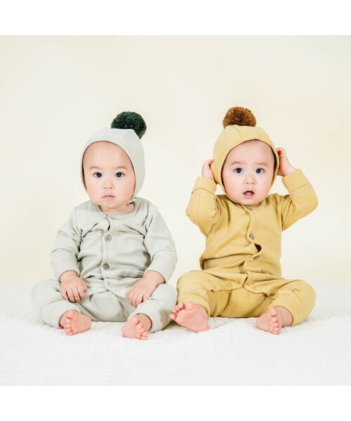 Ampersand(アンパサンド)の「【premier】ソフトストレッチロールアップリブカバーオール(ロンパース・キッズ・マスタード/アイボリー/ライトグレー・60/70/80)」の7枚目の写真