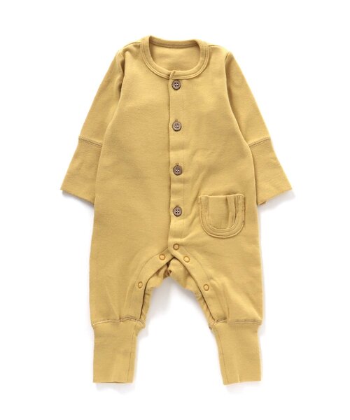 Ampersand(アンパサンド)の「【premier】ソフトストレッチロールアップリブカバーオール(ロンパース・キッズ・マスタード/アイボリー/ライトグレー・60/70/80)」の4枚目の写真