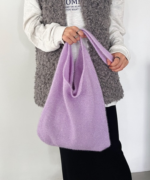 CLEA（クレア）の「ラメシャギーニットトートバッグ（トートバッグ・レディース・ブラック/ライラック/アイボリー/シルバー・FREE）」の3枚目の写真