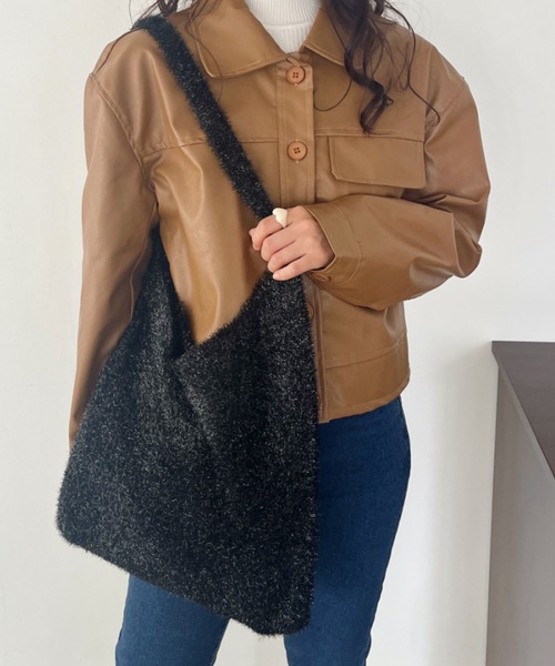 CLEA（クレア）の「ラメシャギーニットトートバッグ（トートバッグ・レディース・ブラック/ライラック/アイボリー/シルバー・FREE）」の17枚目の写真