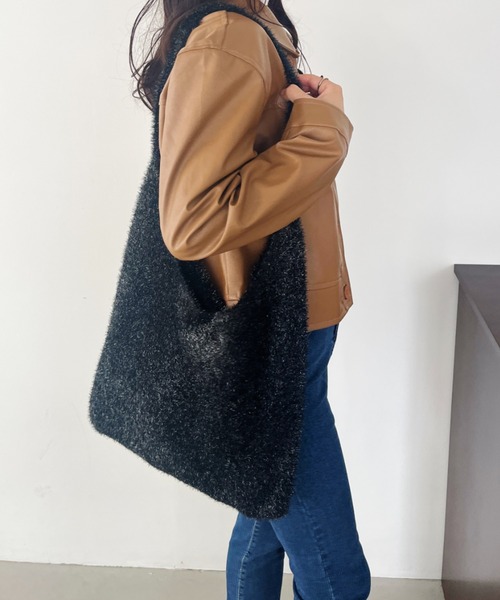 CLEA（クレア）の「ラメシャギーニットトートバッグ（トートバッグ・レディース・ブラック/ライラック/アイボリー/シルバー・FREE）」の15枚目の写真