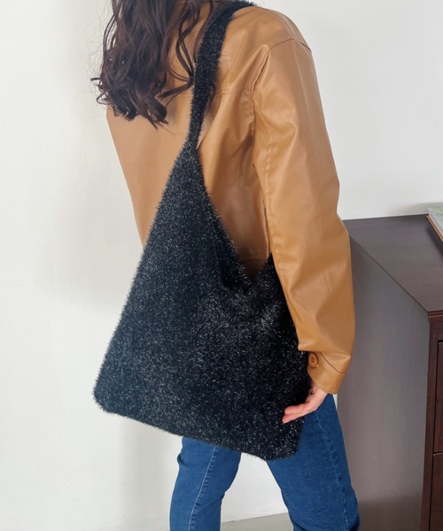 CLEA（クレア）の「ラメシャギーニットトートバッグ（トートバッグ・レディース・ブラック/ライラック/アイボリー/シルバー・FREE）」の16枚目の写真