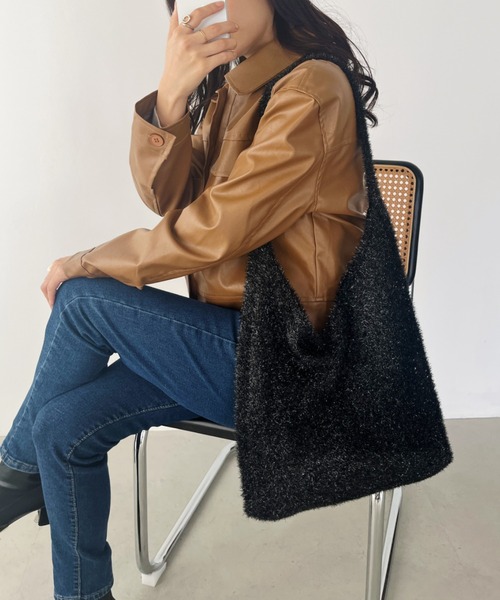 CLEA（クレア）の「ラメシャギーニットトートバッグ（トートバッグ・レディース・ブラック/ライラック/アイボリー/シルバー・FREE）」の18枚目の写真