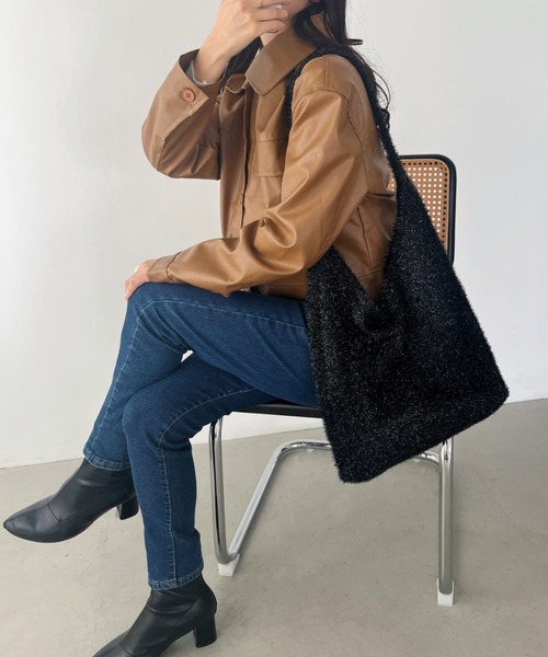 CLEA（クレア）の「ラメシャギーニットトートバッグ（トートバッグ・レディース・ブラック/ライラック/アイボリー/シルバー・FREE）」の19枚目の写真