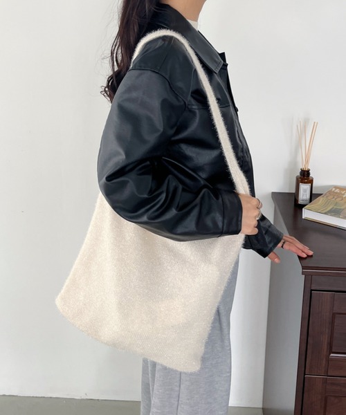 CLEA（クレア）の「ラメシャギーニットトートバッグ（トートバッグ・レディース・ブラック/ライラック/アイボリー/シルバー・FREE）」の9枚目の写真