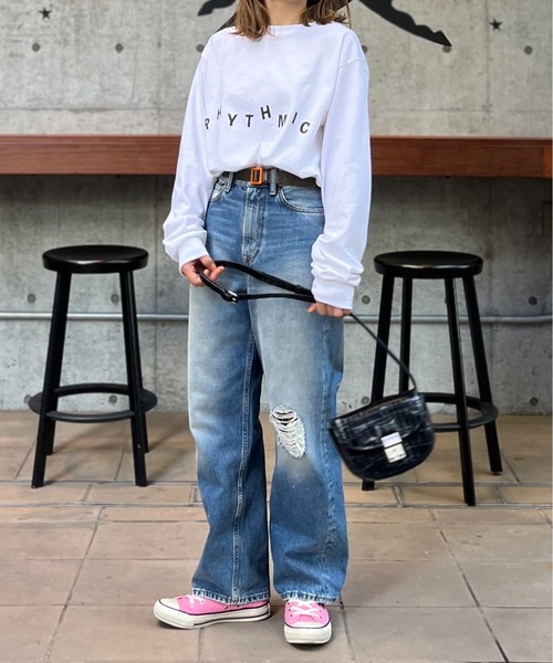 mi via loca（ミヴィアロカ）の「GILDAN リズミックロゴロンT 【PT NO. MVL007 ※2A】（Tシャツ/カットソー・レディース・オートミール/オフホワイト/ブラック・MEDIUM/X-LARGE）」の10枚目の写真