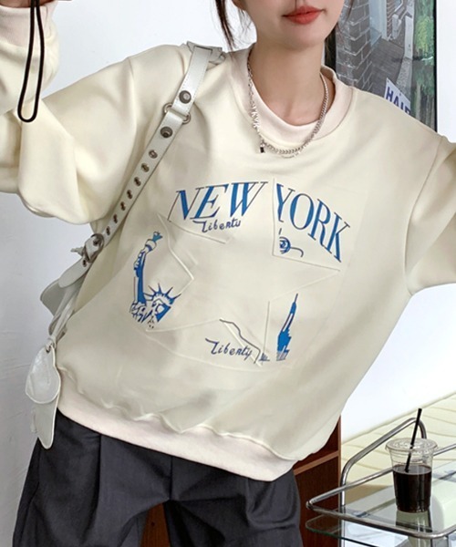 Riff(リフ)の「ロゴプリントBIGプルオーバー(Tシャツ/カットソー・レディース・グレー/グリーン/アイボリー/ブラック・M)」の10枚目の写真