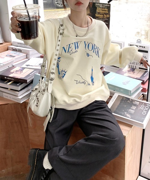Riff(リフ)の「ロゴプリントBIGプルオーバー(Tシャツ/カットソー・レディース・グレー/グリーン/アイボリー/ブラック・M)」の15枚目の写真