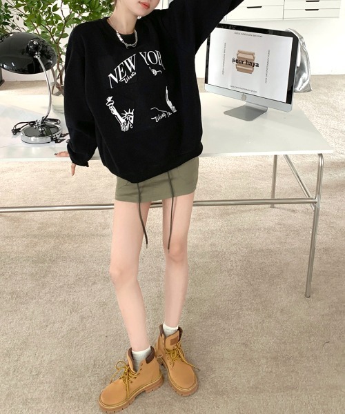 Riff(リフ)の「ロゴプリントBIGプルオーバー(Tシャツ/カットソー・レディース・グレー/グリーン/アイボリー/ブラック・M)」の21枚目の写真