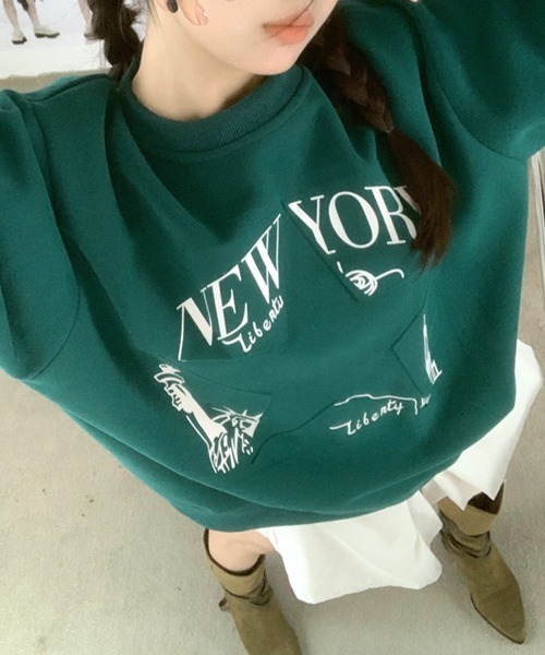 Riff(リフ)の「ロゴプリントBIGプルオーバー(Tシャツ/カットソー・レディース・グレー/グリーン/アイボリー/ブラック・M)」の18枚目の写真