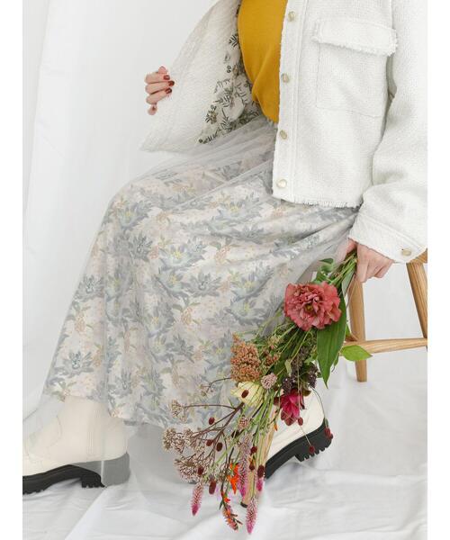 Te chichi TERRASSE（テチチテラス）の「【日比谷花壇コラボ】チュールスカート（スカート・レディース・グレー/ブラック・F）」の2枚目の写真