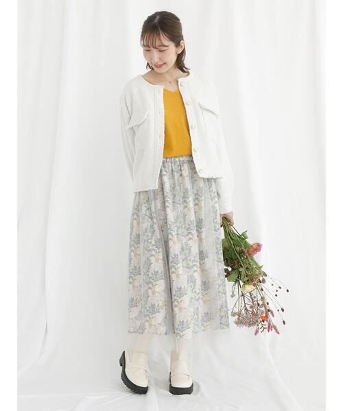 Te chichi TERRASSE（テチチテラス）の「【日比谷花壇コラボ】チュールスカート（スカート・レディース・グレー/ブラック・F）」の3枚目の写真