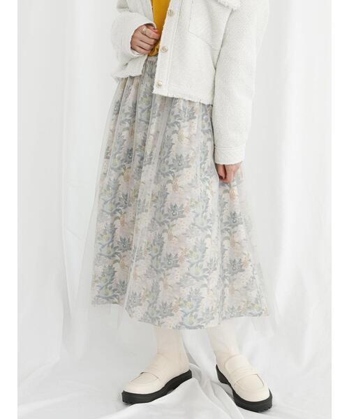 Te chichi TERRASSE（テチチテラス）の「【日比谷花壇コラボ】チュールスカート（スカート・レディース・グレー/ブラック・F）」の7枚目の写真