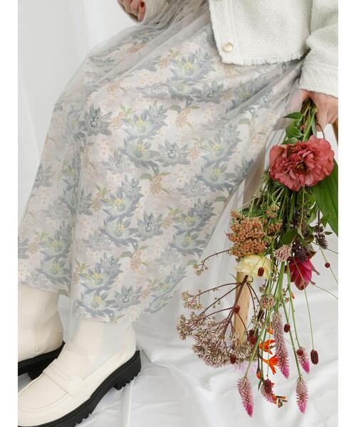 Te chichi TERRASSE（テチチテラス）の「【日比谷花壇コラボ】チュールスカート（スカート・レディース・グレー/ブラック・F）」の10枚目の写真