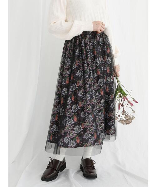 Te chichi TERRASSE（テチチテラス）の「【日比谷花壇コラボ】チュールスカート（スカート・レディース・グレー/ブラック・F）」の13枚目の写真